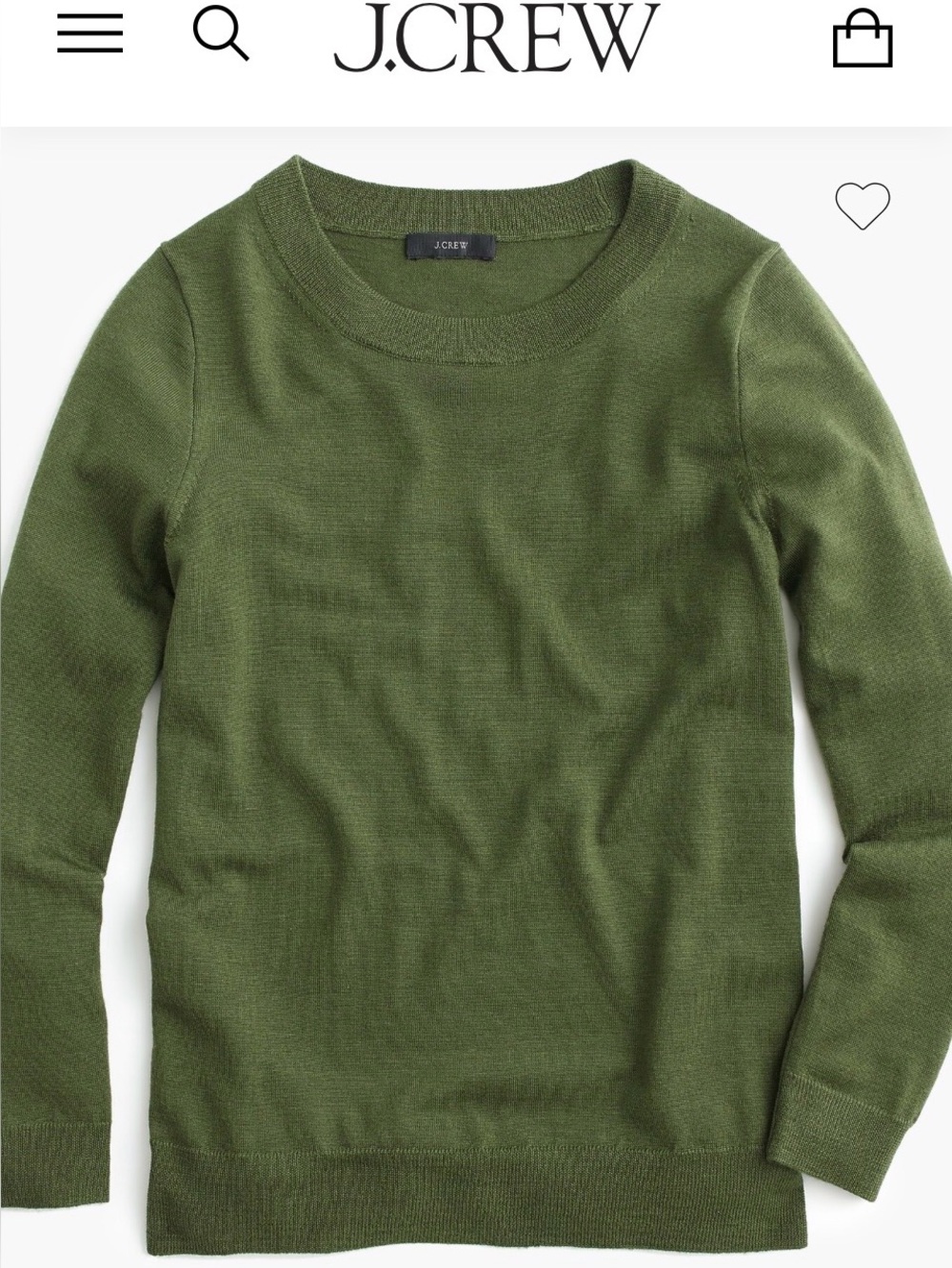 J. Crew Women’s Tippi 100% Merino Wool Fine Knit Olive Green Preppy Sweater